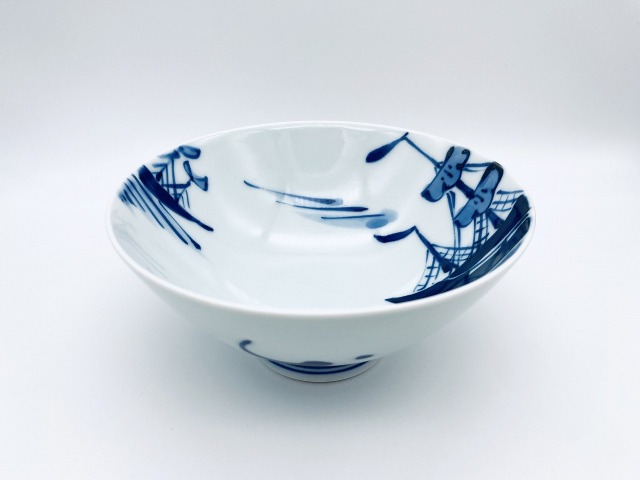 出船帆船4.3浅飯碗 しん窯 青花 限定商品