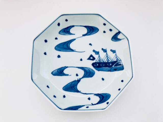 mo大航海 正八角６寸皿 しん窯青花