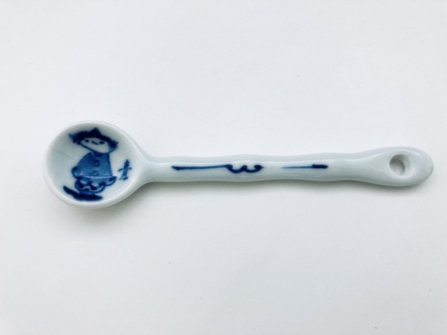 しん窯　青花　マント異人　高台鉢　５客１セット 未使用保管品 オランダ船舟型中鉢 しん窯 青花