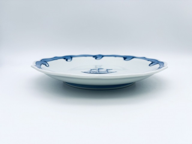 mo渕波帆船桔梗渕皿しん窯青花