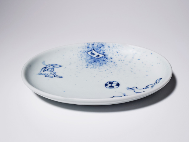 GIGAサッカー 小判銘々皿 しん窯 青花