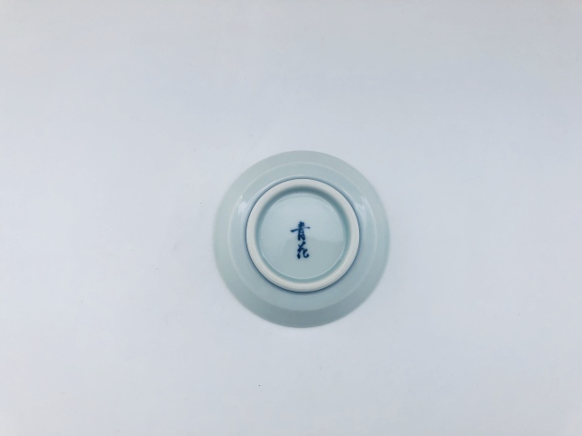 花唐草渕上り3寸皿 しん窯青花