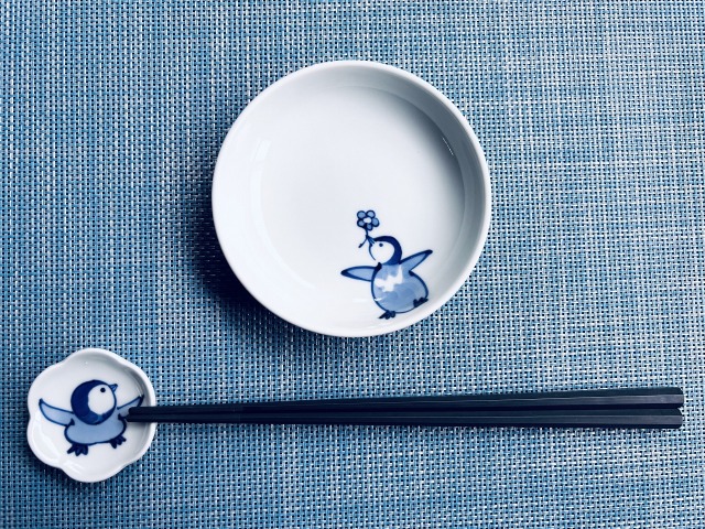 ペンギン3.6深小皿 しん窯青花 限定商品