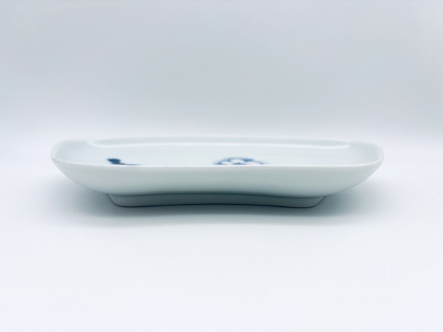 ひな人形扇型皿 しん窯青花
