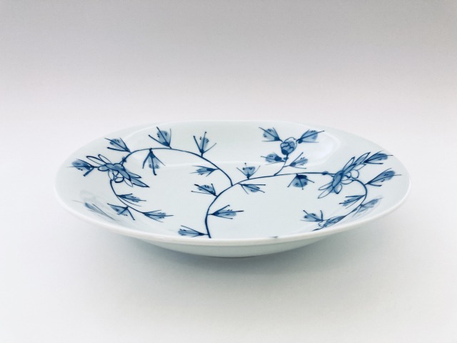 有田焼 青花 両切プレート HANAKARAKUSA