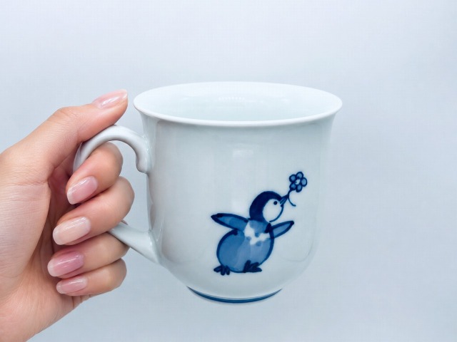 花ちゃんペンギン 反マグカップ しん窯青花