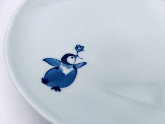 はなちゃんペンギン仕切皿 しん窯青花