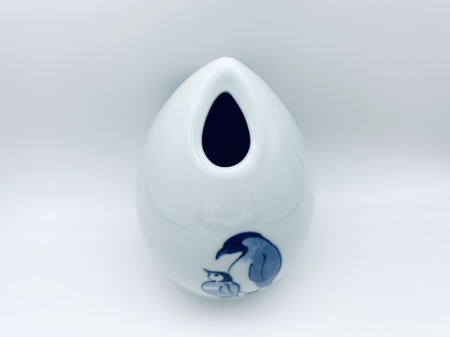 はなちゃんペンギン雫型花瓶 しん窯青花