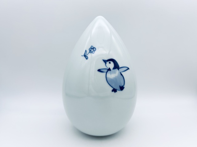はなちゃんペンギン雫型花瓶 しん窯青花