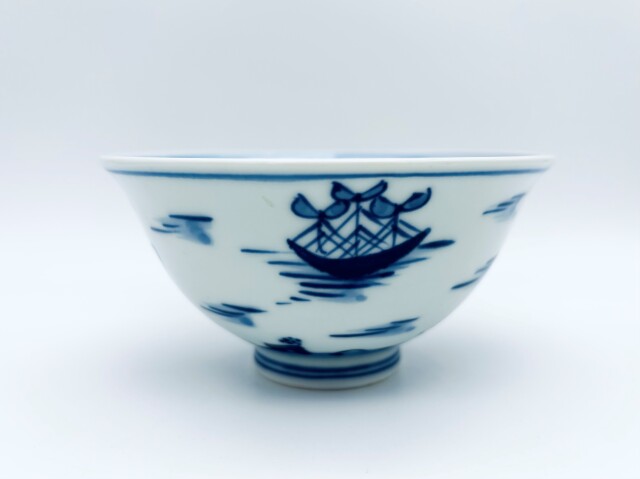 二人異人3.5寸反飯碗 しん窯 青花