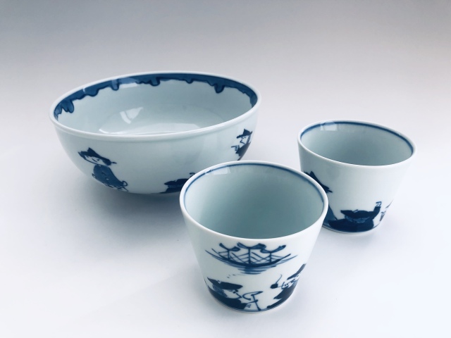 渕波四人異人玉渕6寸鉢