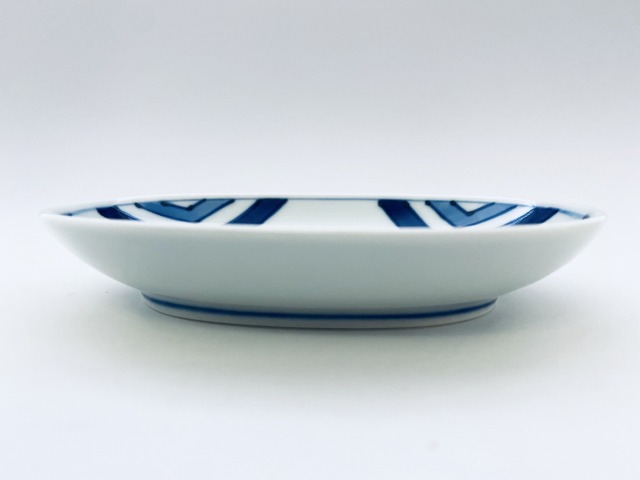 しん窯 青花　小判小皿　ハーモニー シリーズ五枚　送料無料　新品 異人づくし小判プレート しん窯青花