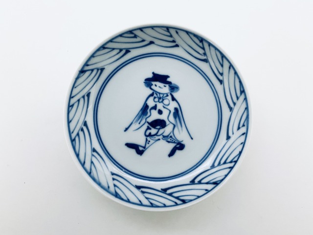 港ロマンマント異人3.6寸深小皿 しん窯青花