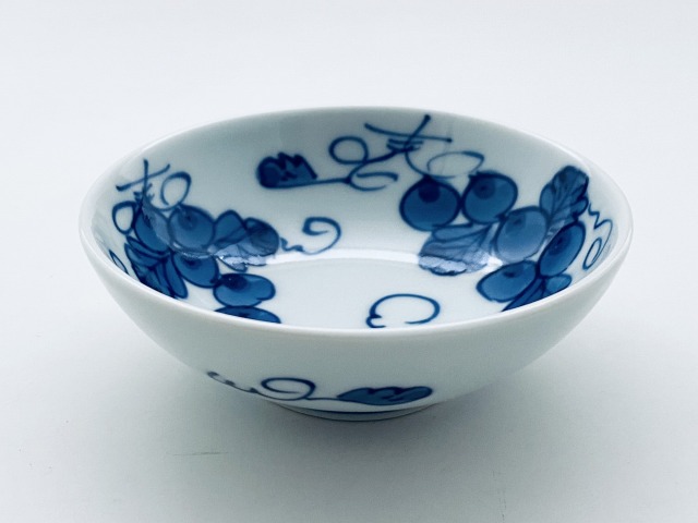 ぶどう絵3寸ボール しん窯青花