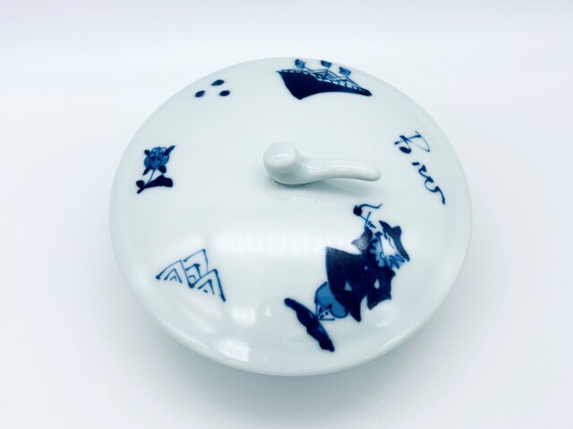 異人づくし蓋物 しん窯青花 限定商品