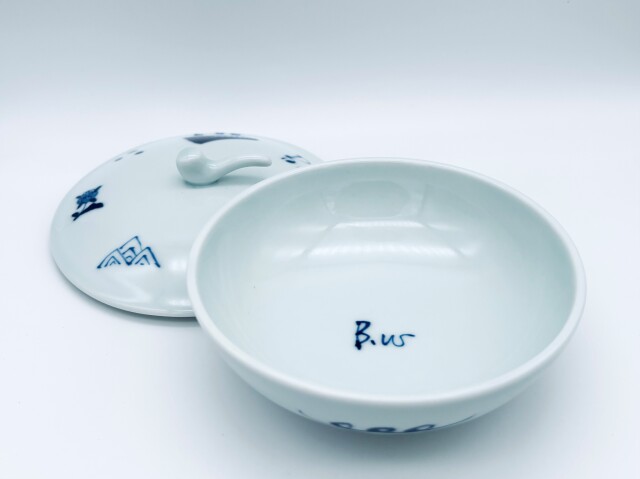 異人づくし蓋物 しん窯青花 限定商品