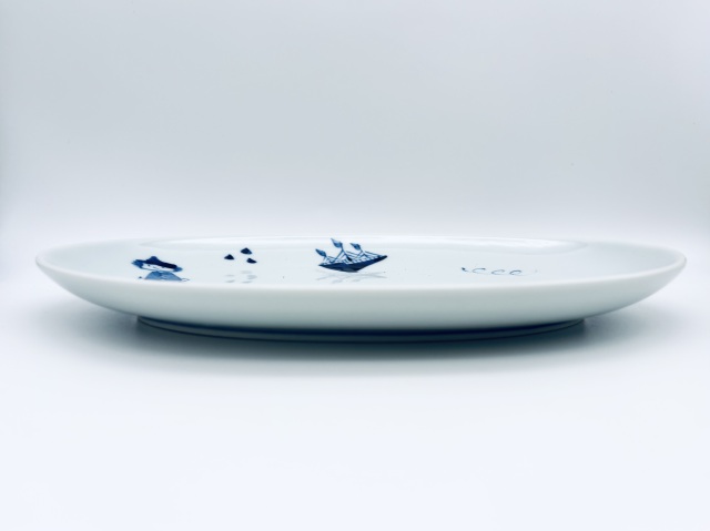 異人づくし小判幅広焼皿