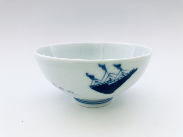 異人づくし 3.2寸丸飯碗 しん窯青花