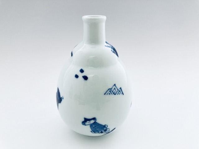 異人づくし段付二合徳利 しん窯青花