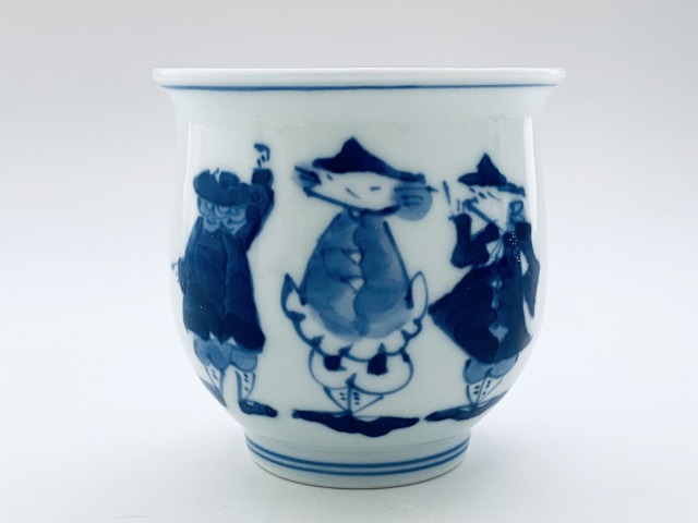 三人異人反大湯呑 しん窯 青花