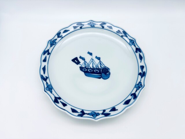 カール紅毛人桔梗渕台皿