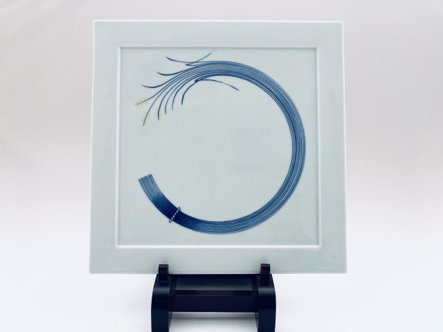 (黄)稲穂スクエアプレート青花匠限定商品