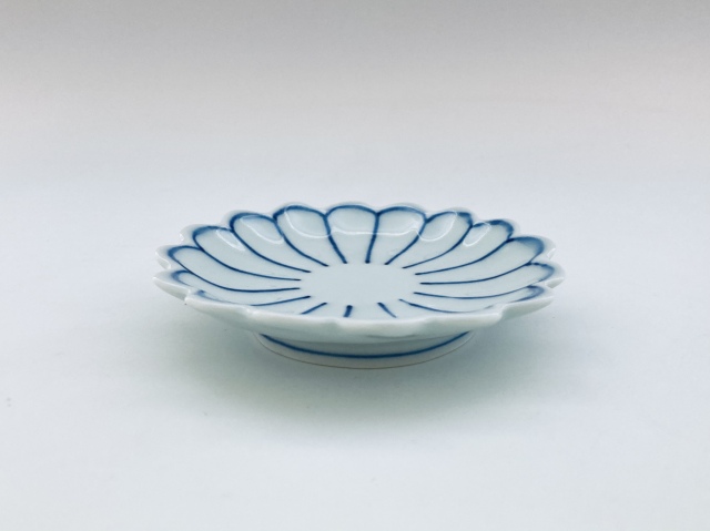 菊花菊割丸小皿 しん窯青花匠