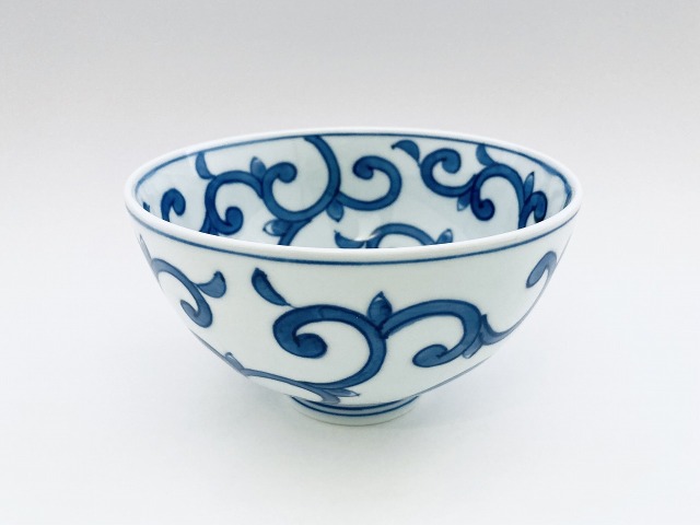 唐草5寸深丼 しん窯青花