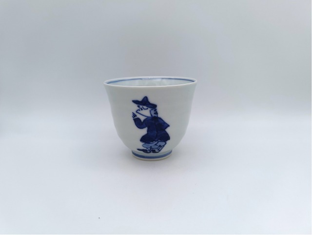 紅毛人　線段湯呑　しん窯青花　限定商品