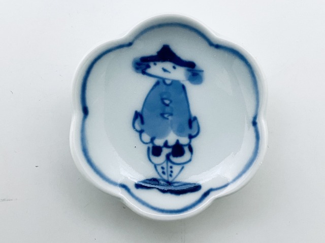濃マント異人梅型箸置 しん窯 青花
