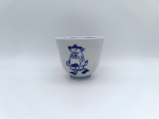 マント異人　線段湯呑　しん窯青花　限定商品