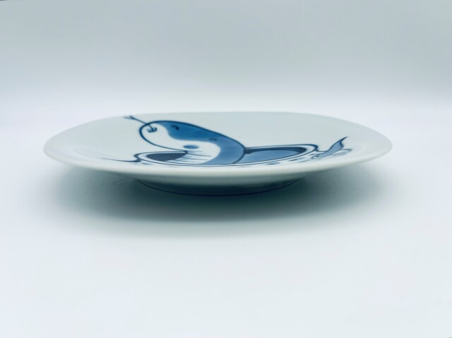 干支四方丸皿(巳) しん窯青花
