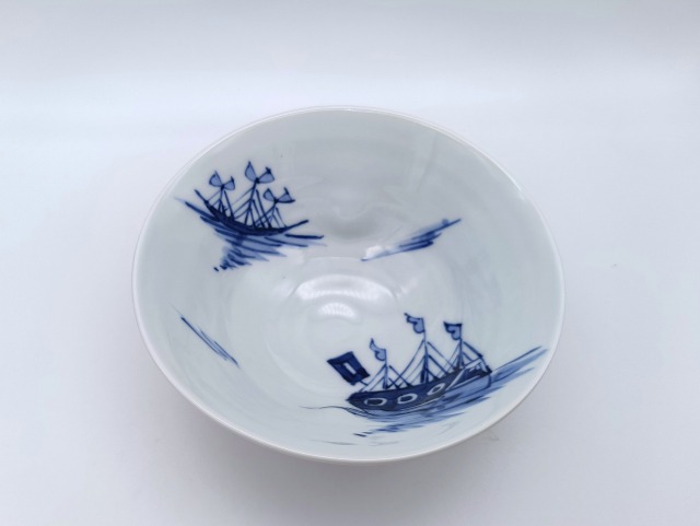 オランダ船　二方押小鉢　しん窯青花　限定商品