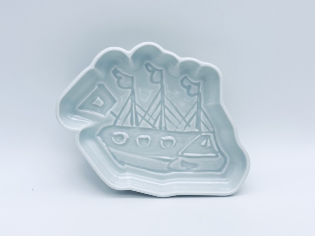オランダ船 刻の小皿
