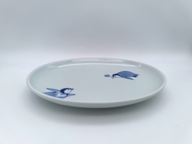 はなちゃんペンギン小判銘々皿 しん窯青花