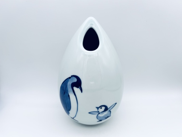 moペンギン雫型花瓶  しん窯 青花