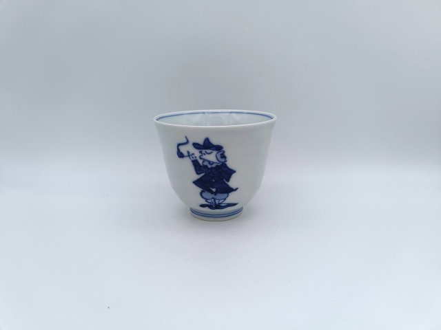 パイプ異人　線段湯呑　しん窯青花　限定商品
