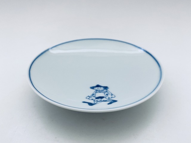 マント異人丸銘々皿 しん窯 青花