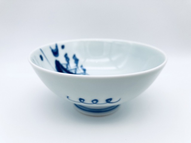 流水とオランダ船京平飯碗 しん窯 青花 限定商品