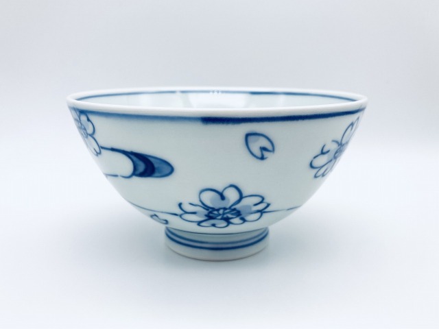 流水桜標準飯碗 しん窯 青花 限定商品