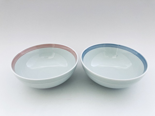 （朱・青）渕千段4寸ボール セット しん窯青花　限定商品