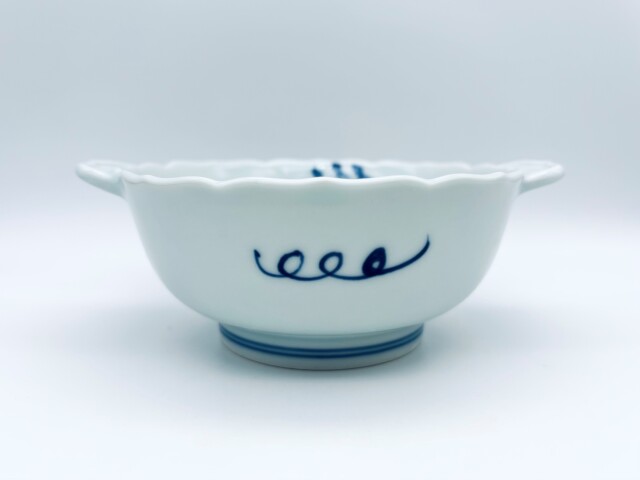 異人づくし新耳付スープ碗 しん窯青花