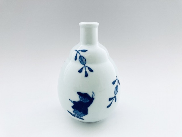 草花異人段付二合徳利 しん窯 青花