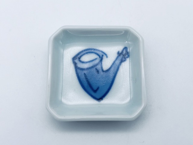 ハーモニー サックス角豆皿 しん窯 青花
