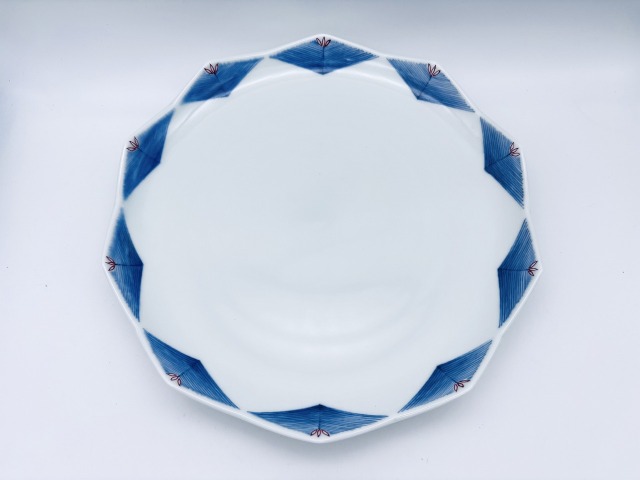 染錦菱渕菱文皿21cm