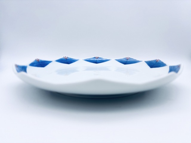 染錦菱渕菱文皿21cm