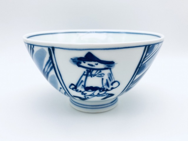 三方割異人標準飯碗 しん窯 青花 限定商品
