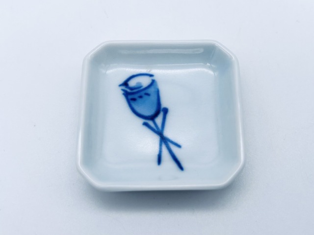 ハーモニー ティンパニ角豆皿 しん窯 青花