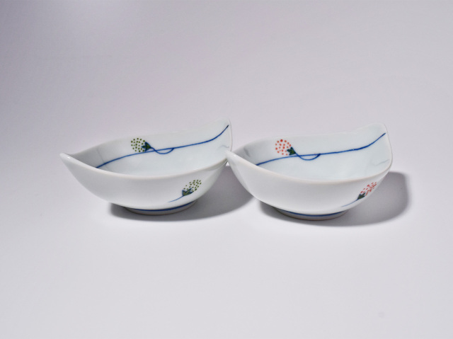 つるいちご(緑)舟型小鉢