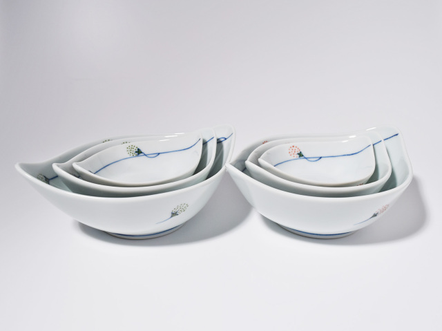 つるいちご(緑)舟型小鉢